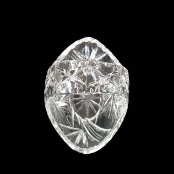 Vintage Fine Lead Crystal Glass Basket Star of David Czech Bohemian Handle Dish - Picture 6 of 9